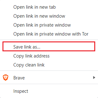 Clique com o botão direito do mouse no link do arquivo e selecione Salvar link como...