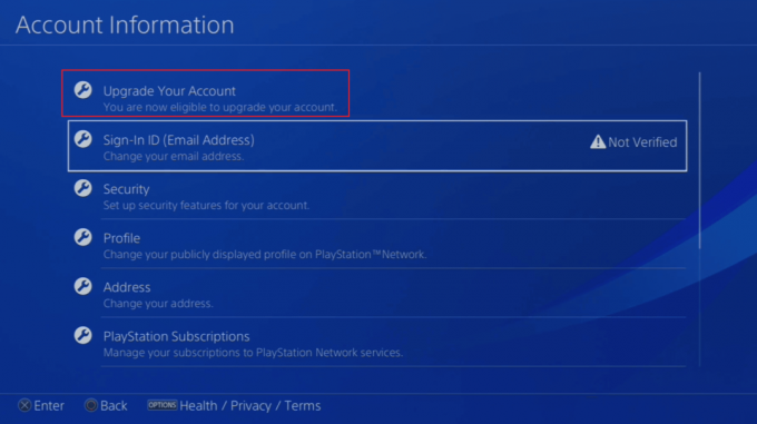 wybierz Uaktualnij swoje konto | Jak usunąć członka rodziny na PS4 | zmień konto dziecka na konto rodzica na PS4