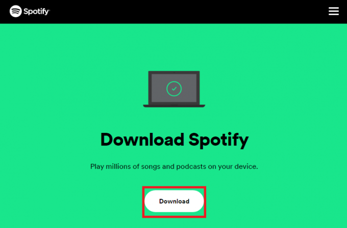 Otevřete oficiální web Spotify a klikněte na tlačítko Stáhnout