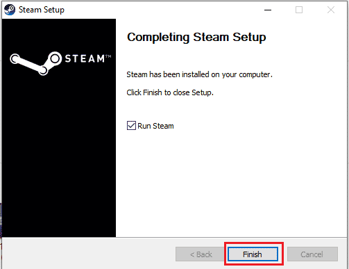 Vänta tills Steam-klienten har installerats och klicka på Slutför