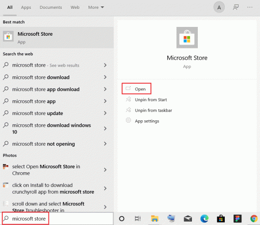 Otvorte Microsoft Store z vyhľadávacieho panela systému Windows