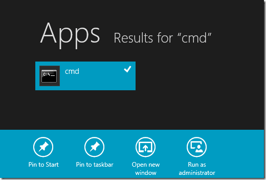 Cmd-ledetekst Windows 8