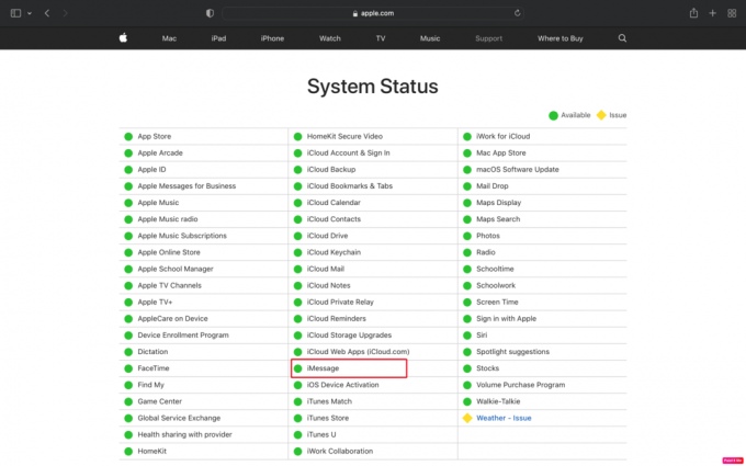 Systemstatusseite | So beheben Sie, dass iMessages auf dem Mac nicht synchronisiert werden