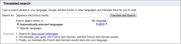 Google Oversæt-søgning
