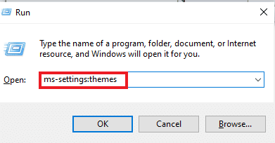 Upišite ms settings themes u okvir za pokretanje i pritisnite enter