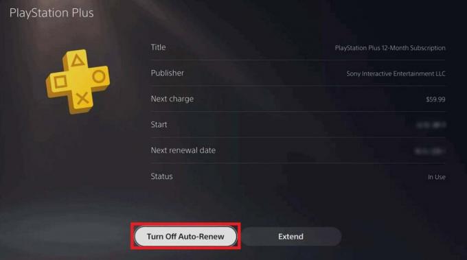 válassza az Automatikus megújítás kikapcsolása lehetőséget PS5 | A PlayStation Plus lemondása a telefonon