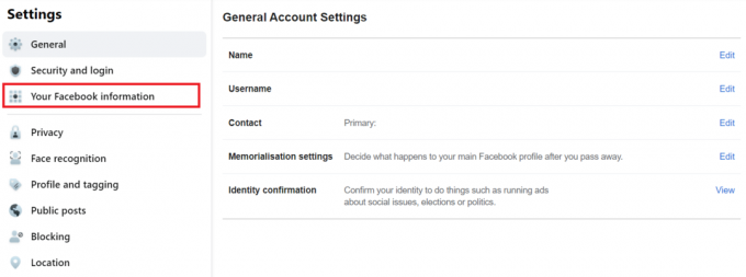[あなたの Facebook 情報] オプションをクリックします | 14日待たずにFacebookアカウントを削除.