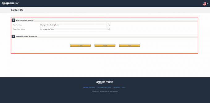 अमेज़न म्यूजिक सपोर्ट से संपर्क करें