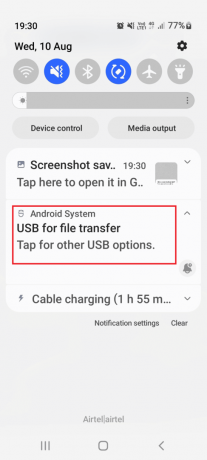 파일 전송 옵션을 위해 USB를 누릅니다. 안드로이드 폰 USB 연결 문제 수정