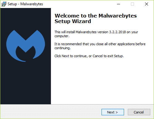 Klicken Sie auf dem nächsten Bildschirm Willkommen beim Malwarebytes-Setup-Assistenten einfach auf Weiter