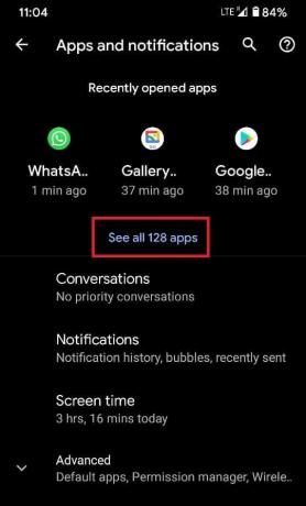 Tryk på 'Se alle apps.' | Ret Android Auto virker ikke