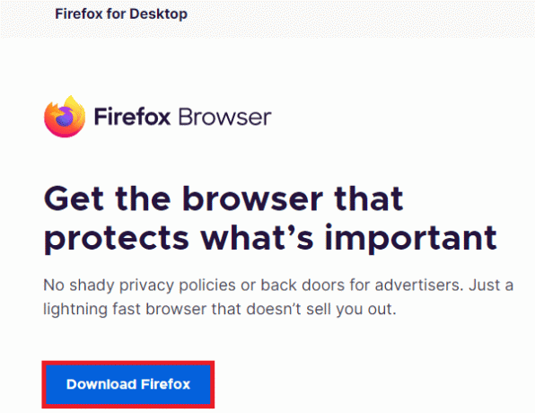 Firefox resmi web sayfasını ziyaret edin ve yükleyici dosyasını indirin