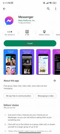 Торкніться Установити | Сповіщення Facebook Messenger не працюють Android