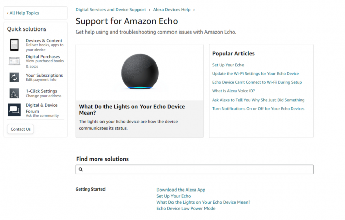 Amazon Echo -tukisivu