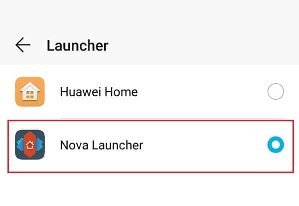 Nova Launcher를 기본 런처로 선택하십시오.