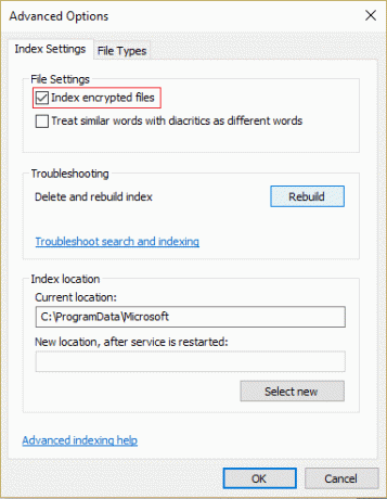 Omogućite ili onemogućite indeksiranje šifriranih datoteka u sustavu Windows 10