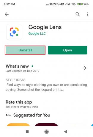 Google Lens deinstallieren. Beheben Sie das LG V10 Bootloop-Problem