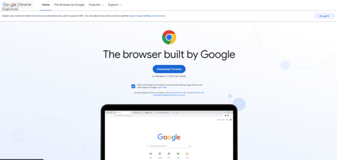 Google Chromes officiella nedladdningssida