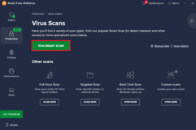 Tippen Sie auf „Smart Scan ausführen“, um mit der Suche nach Bedrohungen zu beginnen | So entfernen Sie Malware von Windows 11