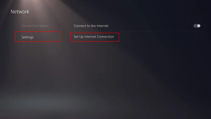 Selectați Rețea, urmat de Configurare conexiune la Internet.