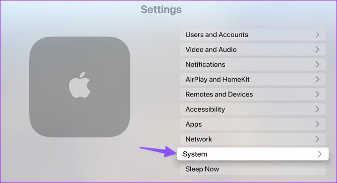 Apri le impostazioni di sistema su Apple TV