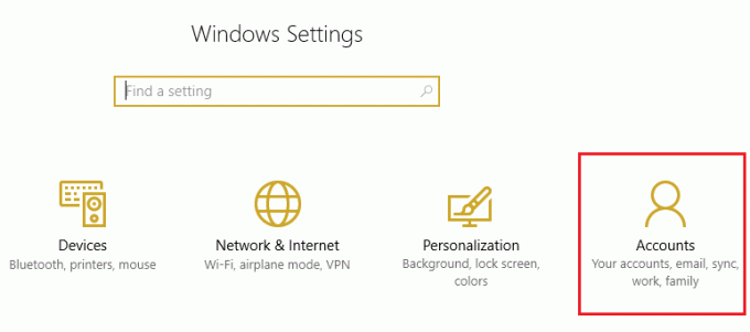 Windows 설정에서 계정 선택