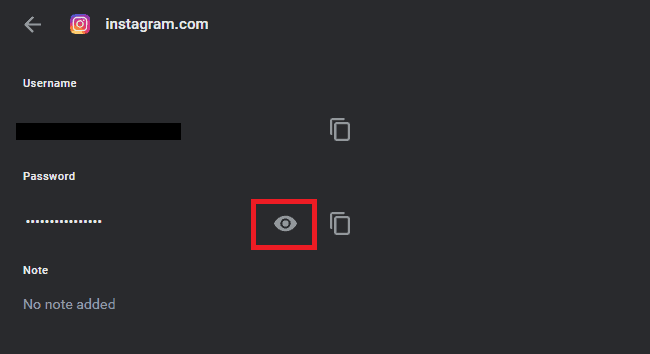 Натисніть значок ока, щоб побачити пароль