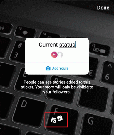 Ikona kocky – náhodné výzvy automaticky navrhnuté Instagramom