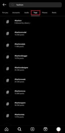 También puedes pasar a la sección Etiquetas para encontrar hashtags más relevantes, como moda.