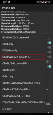 Из списка выберите GSM авто (PRL).