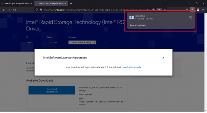 fare clic sul file setuprst.exe per avviare la procedura guidata di installazione