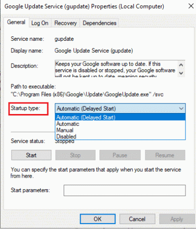 Στη συνέχεια, ορίστε τον τύπο εκκίνησης σε Αυτόματη. Διορθώστε το Google Chrome που δεν ενημερώνεται