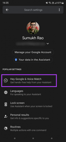 „Hey Google“ ir „Voice Match“.