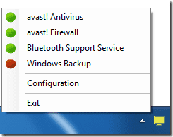 Windows Services aktivitetsfält