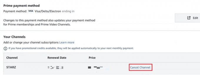 кликните на Цанцел Цханнел | Како отказати Амазон Приме Видео