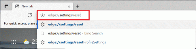 Введіть ярлик у рядку пошуку, щоб безпосередньо запустити сторінку Reset Edge
