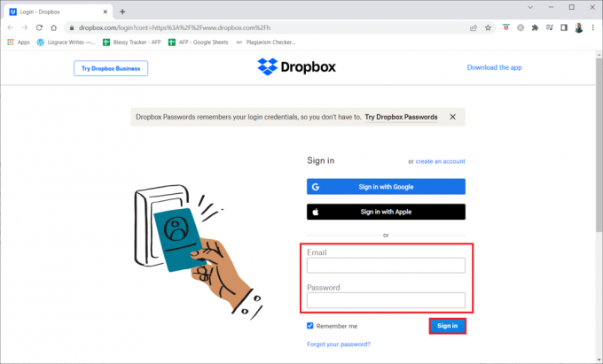 Accedi al tuo account Dropbox con le credenziali di amministratore appropriate | come eliminare l'account Dropbox