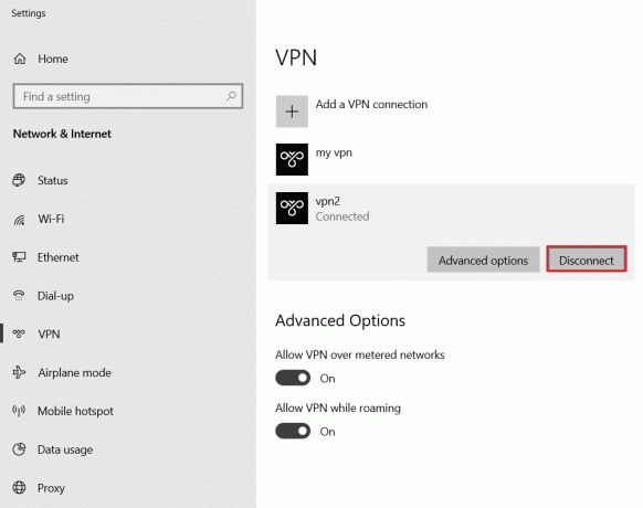 kliknite na gumb Prekini vezu za prekid veze s VPN-om