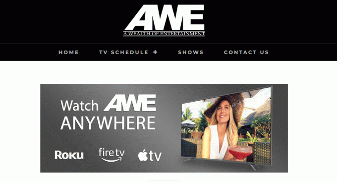 Това е началната страница на уебсайта на AWE.