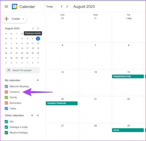 Google Calendar PC Omogoči rojstni dan