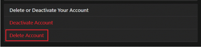Scrollen Sie nach unten und klicken Sie auf Konto löschen