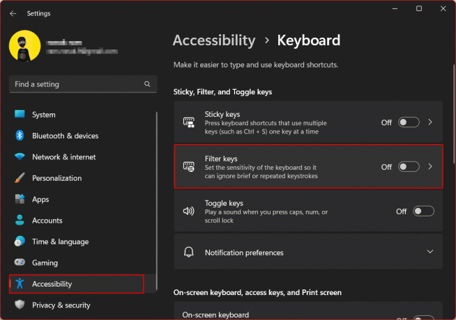 Вимкніть перемикач для клавіш фільтра. Пробіл не працює в Windows 11? Ось як це виправити!