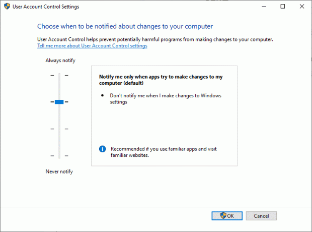 UAC Mich nur benachrichtigen, wenn Apps versuchen, Änderungen an meinem Computer vorzunehmen (Standard) So deaktivieren Sie die Benutzerkontensteuerung in Windows 7,8,10