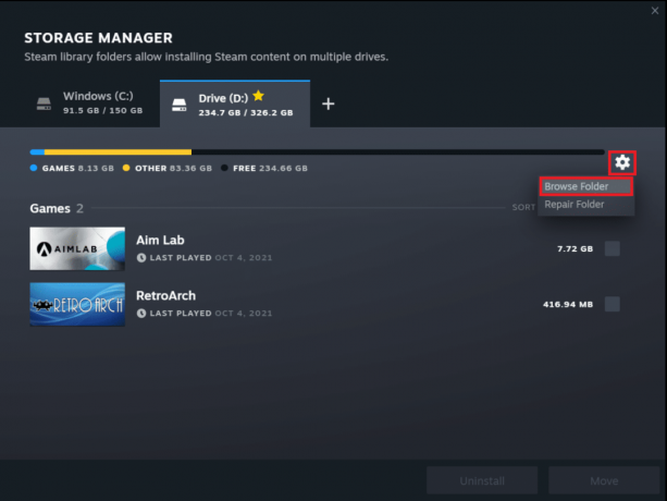 Storage Manager-fönstret i Steam PC Client | Hur man hittar Steam-spelfiler eller -mapp