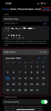 Odaberite svoj točan datum rođenja iz kalendara i dodirnite Gotovo za potvrdu ažuriranja