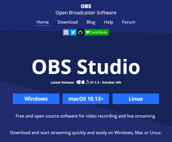 เว็บไซต์อย่างเป็นทางการสำหรับ OBS Studio