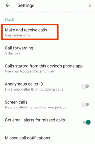 Tippen Sie auf Anrufe tätigen und entgegennehmen in der Google Voice App