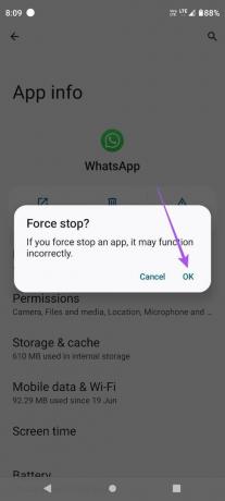 bevestig force stop whatsapp android