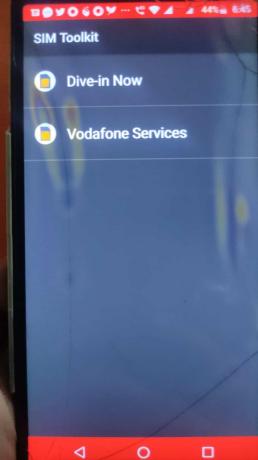 خيارات مجموعة أدوات Vodafone SIM