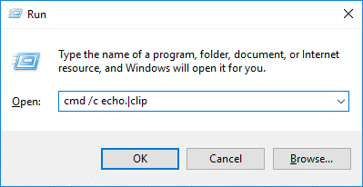 נקה ידנית נתוני לוח ב-Windows 10 cmd c echo.|clip | כיצד ליצור קיצור דרך לנקות את הלוח ב-Windows 10